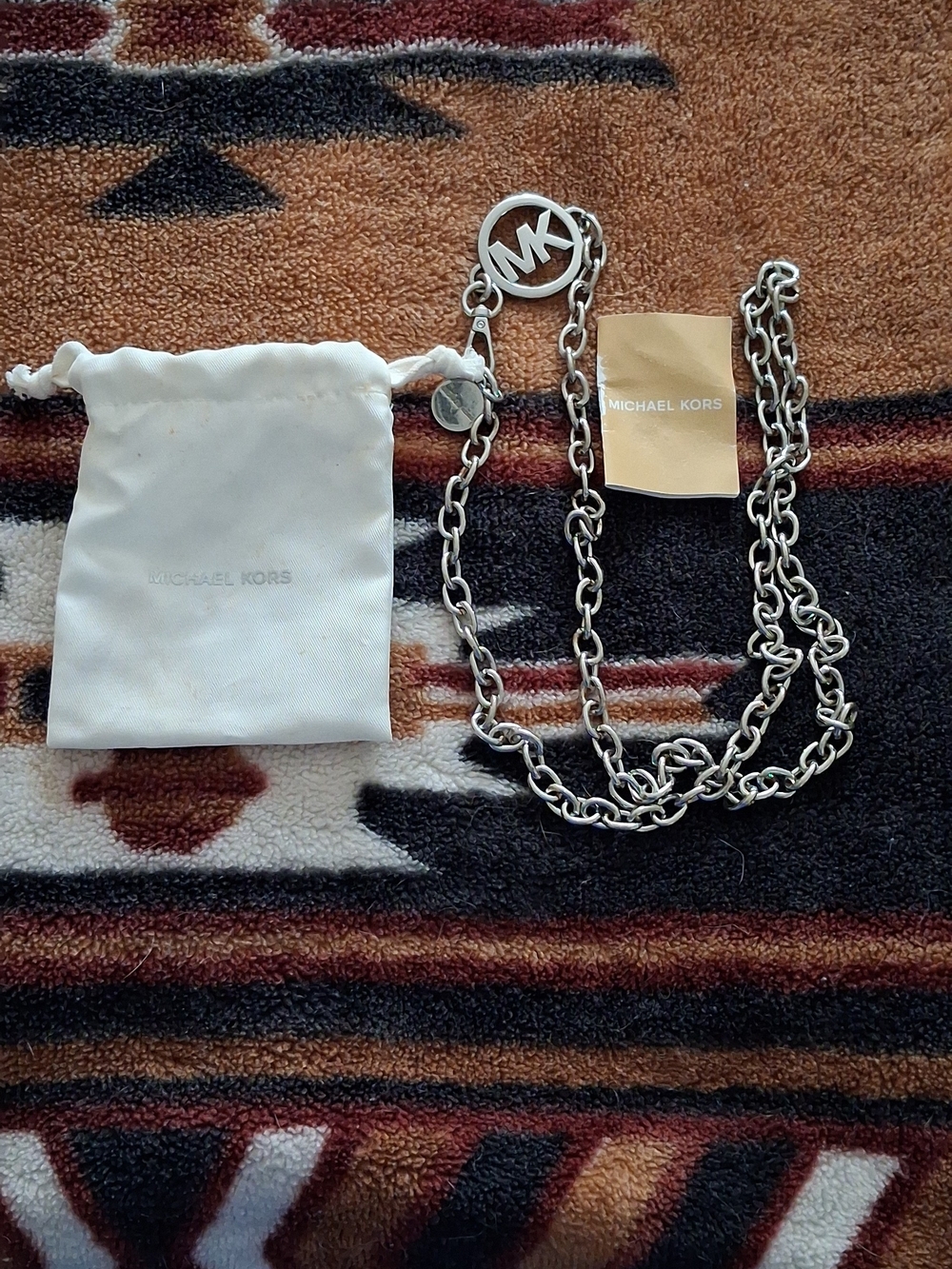 Michael Kors Silver Chain Logo Key & Card Holder